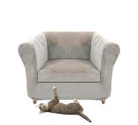 SYLC Stretch Velvet Chesterfield Sofa Cover, Couch Cover with Seat Cushion Cover for Curved Settee Armchair Vintage Style (Light grey,Chair+1 Small Seat)