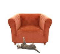 SYLC Stretch Velvet Chesterfield Sofa Cover, Couch Cover with Seat Cushion Cover for Curved Settee Armchair Vintage Style (Orange,Chair)