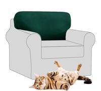 SYLC Stretch Velvet Sofa Backrest Cover, Back Cushion Covers Non-Slip Sofa Cushion Slipcovers for Couch Chesterfield Caravan RV Dinette (Dark green,1 pc Square L)