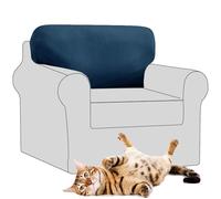 SYLC Stretch Velvet Sofa Backrest Cover, Back Cushion Covers Non-Slip Sofa Cushion Slipcovers for Couch Chesterfield Caravan RV Dinette (Blue,1 pc Rectangle M)