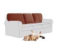 SYLC Stretch Velvet Sofa Backrest Cover, Back Cushion Covers Non-Slip Sofa Cushion Slipcovers for Couch Chesterfield Caravan RV Dinette (Sunset Coffee,3 pcs Rectangle M)