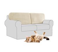 SYLC Stretch Velvet Sofa Backrest Cover, Back Cushion Covers Non-Slip Sofa Cushion Slipcovers for Couch Chesterfield Caravan RV Dinette (Beige,2 pcs Square M)