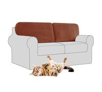SYLC Stretch Velvet Sofa Backrest Cover, Back Cushion Covers Non-Slip Sofa Cushion Slipcovers for Couch Chesterfield Caravan RV Dinette (Sunset Coffee,2 pcs Rectangle L)