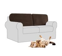 SYLC Stretch Velvet Sofa Backrest Cover, Back Cushion Covers Non-Slip Sofa Cushion Slipcovers for Couch Chesterfield Caravan RV Dinette (Dark Brown,2 pcs Rectangle M)