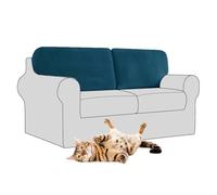 SYLC Stretch Velvet Sofa Backrest Cover, Back Cushion Covers Non-Slip Sofa Cushion Slipcovers for Couch Chesterfield Caravan RV Dinette (Dark teal,2 pcs Rectangle L)