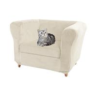 SYLC Velvet Stretch Chesterfield Sofa Cover Couch Cover with Seat Cushion Cover Furniture Protector for Curved Settee Fitted Vintage (Beige,Chair+1 Large Seat)