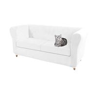 SYLC Velvet Stretch Chesterfield Sofa Cover Couch Cover with Seat Cushion Cover Furniture Protector for Curved Settee Fitted Vintage (Ivory,Sofa+2 Large Seats)