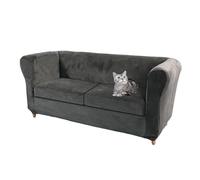 SYLC Velvet Stretch Chesterfield Sofa Cover Couch Cover with Seat Cushion Cover Furniture Protector for Curved Settee Fitted Vintage (Grey,Loveseat+2 Small Seats)