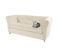 SYLC Velvet Stretch Chesterfield Sofa Cover Couch Cover with Seat Cushion Cover Furniture Protector for Curved Settee Fitted Vintage (Beige,Loveseat+1 pc 2-Seat)