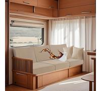 SYLC Waterproof Caravan Seat Covers, Non-slip Motorhome Seat Cover with Elastic-band Wrap and Lacing, RV Sofa Cushion Cover for Seat/backrest (Beige,W 39-51 in, D 12-20 in)