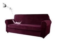 SYLC Waterproof Loverseat Sofa Cover with 1 Bench Cushion Cover Stretch Velvet, Fitted Settee Covers for Ektorp/Couch Water Repellent Furniture Protector (Magenta,Love+1 Bench Seat)