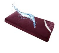 SYLC Waterproof Velvet Sofa Cushion Cover, Non-slip Sofa Seat Cushion Covers with Straps, Stretch Couch Cushion Covers Replacement (Wine red,W 100-130cm, D 45-55cm)