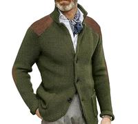 SYLDMKJ Men'S Cardigan Sweaters Men Cardigan Knitted Sweater Coat Long Sleeve Lapel Collar Slim Fit Sweater Top-Amygreen-5Xl