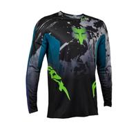 SYLDMKJ Mtb Jersey, Men's MTB Long Sleeve Jersey, Breathable Quick Dry Shirt for Running, Biking and Hiking, Motocross Shirt, Black Light Blue-S