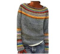 SYLDMKJ Sweaters For Women Women Winter Autumn Sweater Casual Loose Round Neck Vintage Knitted Jumper Top-Yellow-5Xl