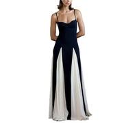 SYLDMKJ Wedding Guest Dress Elegant Sling Dress Vintage Sleeveless V Neck Suspender Evening Robe Wedding Guest Dress-Black-Xl-170