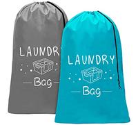 Sylfairy 2 Pack Extra Large Travel Laundry Bag, Durable Rip-Stop Dirty Clothes Shoulder Bag with Drawstring, Heavy Duty Travel Laundry Bag, Large Laundry Hamper Liner, Machine Wash