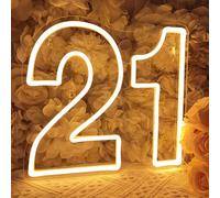 SYLHOME 21 Twenty one Led Neon Light Sign 21th Happy Birthday Party Anniversary Wall Decor Sign Number Table Sign Home Bar Pub Club Wedding Decor USB 12"X11"
