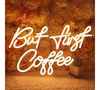 SYLHOME But First Coffee Led Neon Light Signs 5V Home Bedroom Kitchen Office Wall Decor Sign for Coffee Cafe Bar Party Living Room Sign Gifts Warm White USB 17" X 10.2"