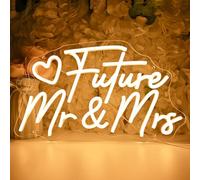 SYLHOME Future Mr & Mrs Led Neon Light Sign Wedding Wall Decor Sign Banner Engagement Party Bridal Shower Light Up Sign Backdrop 15.75" X 9.25" USB Warm