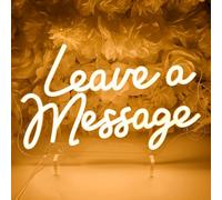 SYLHOME Leave A Message Led Neon Light Sign With Holder Base Guestbook Business Desk Table Wedding Reception Welcome Wall Decor Sign USB 13.8"X8.85"