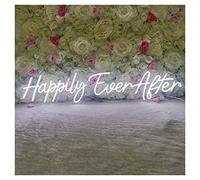 SYLHOME LED Neon Light Sign Happily Ever After 14.6"X7.5" + 20.9"X7.5" Wedding Ceremony Birthday Party Neon Art Wall Sign Decor Bedroom Home Bar Pub Decor Gift Night Light 12V Dimmer