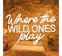 SYLHOME Led Neon Light Sign Where The, Wild Ones Play Home Bedroom Kids Room Classroom Wall Sign Decor Childrens Day Birthday Decoration USB 15.75"X9.7"