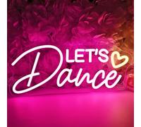 SYLHOME Let's Dance Led Neon Light Sign Heart Dance Studio Girls Bedroom Classroom Wall Sign Decor Kitchen Wedding Birthday Party Decor Gifts 15.75" X 7.28" USB
