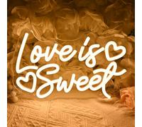 SYLHOME Love Is Sweet Led Neon Light Sign Home Candy Dessert Snack Bar Kitchen Wedding Birthday Party Wall Sign Decor Christmas Heart Gifts 11.81" X 7.6" USB