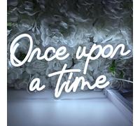 SYLHOME Once Upon A Time LED Neon Light Sign Home Bedroom Kids Room Nursery Wall Decor Sign Words Art Wedding Birthday Bookshelf Decor Christmas Gifts 5V USB 15.8"X8.9" Cold White