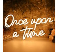 SYLHOME Once Upon A Time LED Neon Light Sign Home Bedroom Kids Room Nursery Wall Decor Sign Words Art Wedding Birthday Bookshelf Decor Christmas Gifts 5V USB 15.8"X8.9"