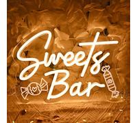 SYLHOME Sweets Bar Led Neon Light Sign Candy Dessert Bar Shop Snacks Shelf Wall Sign Decor Kitchen Wedding Birthday Party Decor 11.81" X 8.27" USB