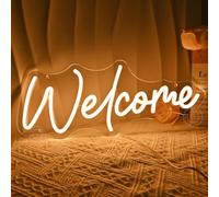 SYLHOME Welcome Led Neon Light Sign Business Open Windows Home Door Wall Sign Decor Bar Pub Store Shop Come In Neon Wedding Birthday Party Sign 15.75" X 6.5" USB
