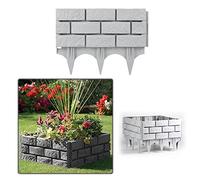 SYLJ Plastic Brick Effect Lawn Garden Grass Edging, 2.4m Long, Brick Red, Off-white, Interlocking Flexible Border Fence, Border Picket Fence Pack Of 6 (Color : Off-white)