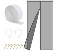 Sylken Magnetic Screen Door, Screen Size 80 x 200 cm, Upgraded Polyester Scratch-Proof, Mesh Net Curtain for Sliding Glass/Double/Patio/French/Front/Back Doors with Strengthened Magnets, Grey