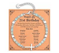 Sylona 21st Birthday Gifts for Women - Green Cross Bracelet for Her, Sister & Best Friend, Unique Jewellery Friendship Gifts