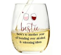 Sylona Bestie Era Stemless Glass Cup - Birthday Gift for Best Friend, Elegant Friendship Drinkware for Women Friends