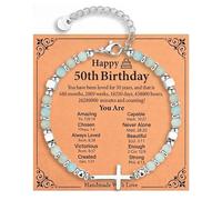 Sylona Birthday Gifts for Women - 10th,13th,18th,21st,30th,40th,50th,Birthday Gifts,Green Cross Bracelet with Message Card, Christian Jewellery for Daughter, Mum, Grandma, Wife,Granddaughter