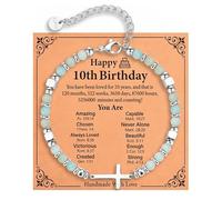 Sylona Birthday Gifts for Women - 10th,13th,18th,21st,30th,40th,50th,Birthday Gifts,Green Cross Bracelet with Message Card, Christian Jewellery for Daughter, Mum, Grandma, Wife,Granddaughter