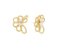 Sylph 14K Gold Plated Gold Flower Stud Earrings for Women, Stainless Steel Large Big Statement Earring 925 Sterling Silver Post Hypoallergenic Floral Earrings Trendy Jewelry Gift for Women, Stainless