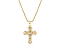 Sylph 18K Gold Plated Cross Necklaces for Women, Stainless Steel Faith Pendant with Cubic Zircon Religious Jewelry Gifts, Cubic Zirconia, No Gemstone