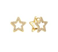 Sylph Women's 14K Gold Hoop Earrings Hollow Star Drop Earrings for Women Trendy Cute Statement Small Hoop Earrings with Sparkly Rhinestone, Zircon, No Gemstone
