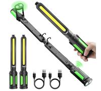 Sylsmart Rechargeable Magnetic Work Light Bar with Sensor Mode, Single or Dual Use LED Underhood Light, Portable Cordless Drop Light for Car Repair, Inspection, Workshop Garage, Emergency (2 Pack)