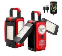 SYLSTAR 2Pack 3000LM Rechargeable Camping Light, Battery Powered Camping Lantern with 4 Modes, Powerbank, Magnets, Hook, IPX5 Rotatable Work Light for Power Outages Emergency