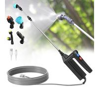SYLSTAR Battery Powered Sprayer 8M Hose, 26.2inch Electric Weed Sprayer Wand, 3 Adjustable Spraying Force & Battery Indicator, 4 Nozzles, 7.4V Rechargeable Garden Lawn Plant Spray Handle