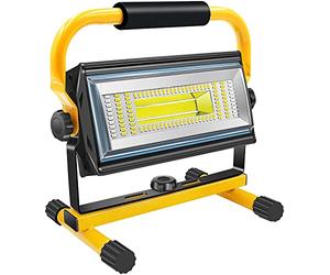 SYLSTAR COB Rechargeable Work Light, 100W Recharegable Portable LED Flood Light 7000 Lumens, 10800mAh Battery, Waterproof Cordless Workshop Job Site Construction Lighting for Camping, Fishing