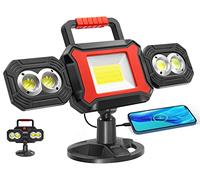 SYLSTAR Rechargeable Work Light, 25W 2700LM COB LED Magnetic Work Light with USB Power Bank Function, Rotatable Portable Waterproof Flood Lights for Construction Site, Garage, Workshop, Car Repairing