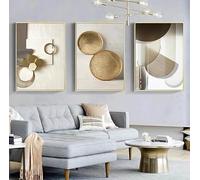 SYLUOQP 3PCS Canvas Pictures Beige Gold Grey Abstract Geometric Wall Pictures Colorful Modern Living Room Abstract Marble Picture Gold Canvas Without Frame,20x30cm