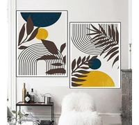 SYLUOQP 3PCS Geometric Line Beige With Canvas Pictures Minimalist Botanical Leaf Picture on Canvas Painting Wall Art Wall Decoration Living Room Bedroom Decorations poster,Frameless,50x70cm