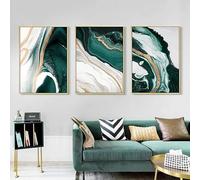 SYLUOQP 3PCS Modern Living Room Marble Abstract Poster Texture Canvas Painting White Green Gold Canvas Luxury Art Print Wall Pictures Living Room Decor Frameless,A,20x30cm